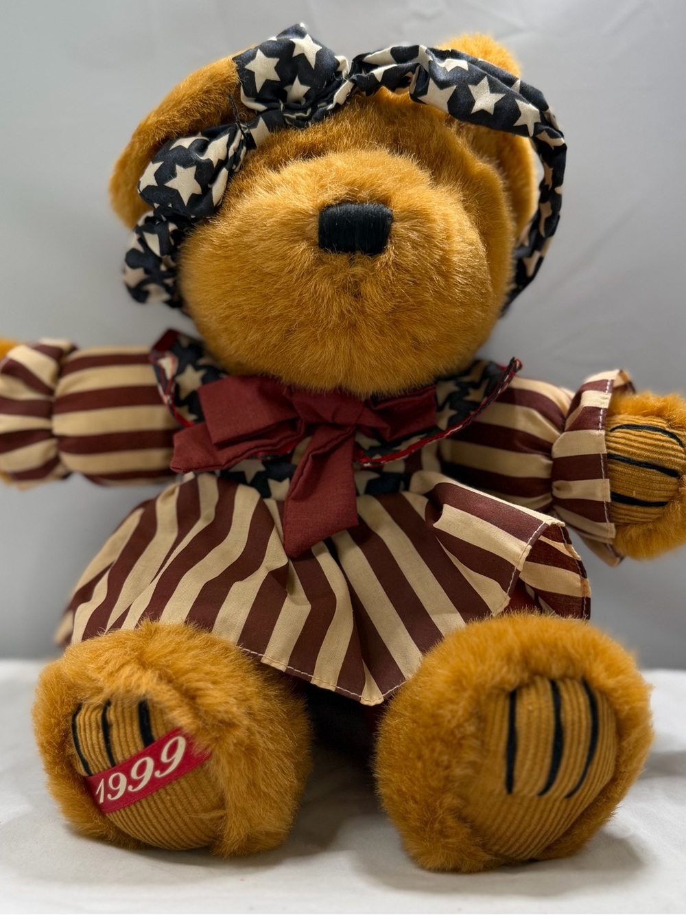 Vintage 1999 Dan Dee Patriotic Teddy Bear Plush Americana Dress